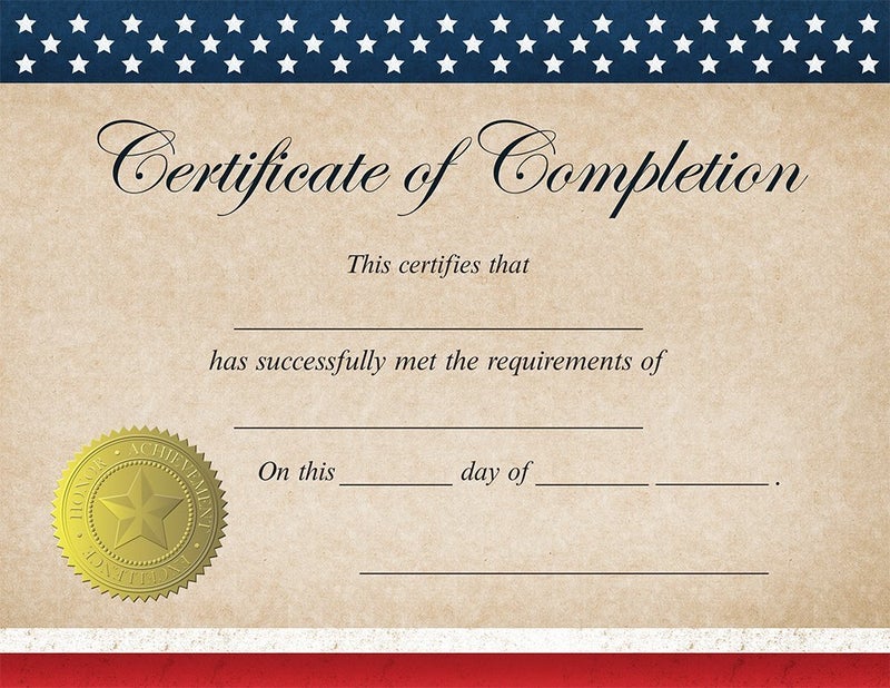 Great Papers! Patriotic Completion Certificate, 25 Count, 8.5"x11" (2015075)